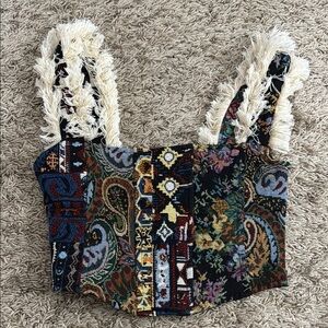 Jaded London boho fringe festival top 0 (broken zipper)